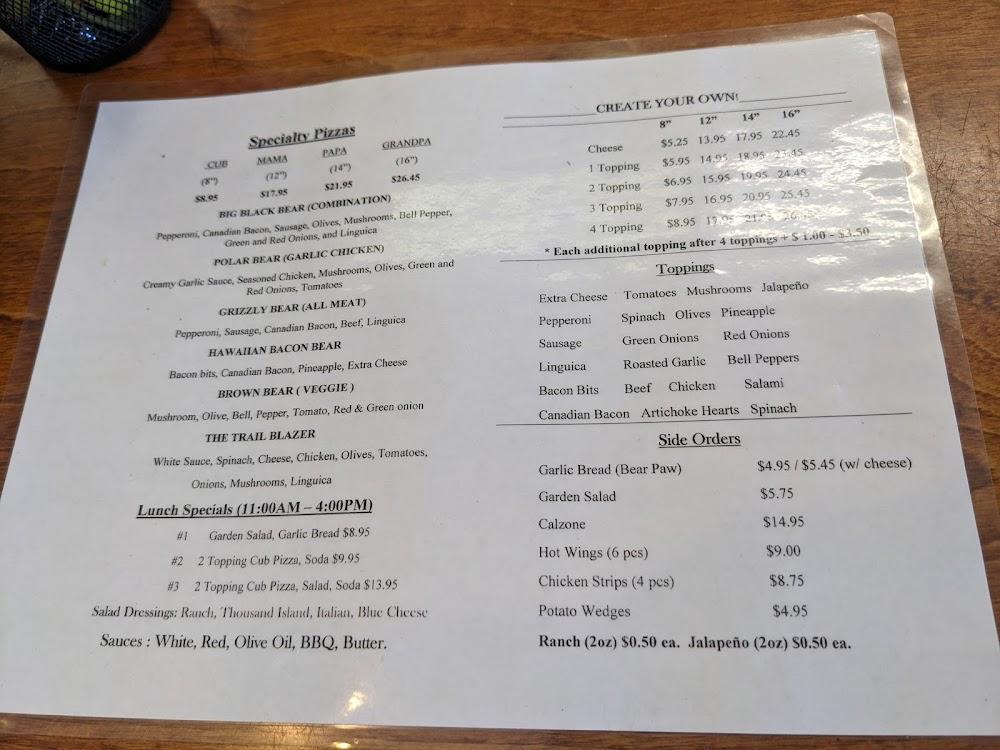 Bear Mountain Pizza Menu image 4
